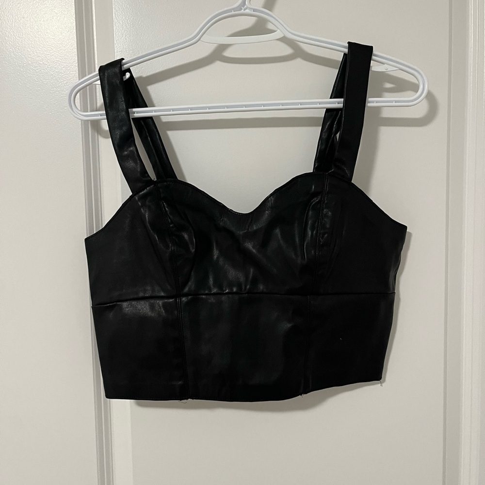 Dynamite faux leather crop bustier style top